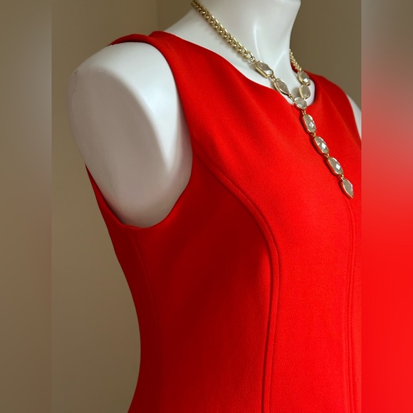 Tommy Hilfiger Bright Red Midi Sleeveless Dress SZ 8 Zipper In Back with Symbol - Picture 7 of 12